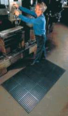 Wearwell - 4' Long x 3' Wide x 7/8" Thick, Anti-Fatigue Modular Matting Tiles - Black, For Dry & Wet Areas, Series 477 - Industrial Tool & Supply