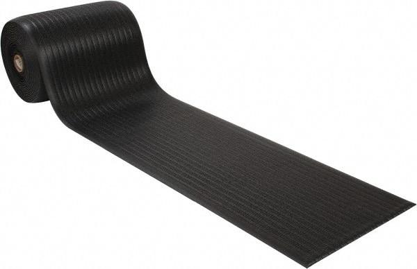 Wearwell - 60' Long x 2' Wide, Dry Environment, Anti-Fatigue Matting - Black, Vinyl with Vinyl Sponge Base, Rounded on 4 Sides - Industrial Tool & Supply