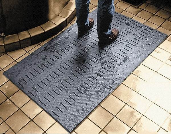 Wearwell - 30' Long x 3' Wide, Dry/Wet Environment, Anti-Fatigue Matting - Black, Vinyl with Vinyl Base, Beveled on 4 Sides - Industrial Tool & Supply
