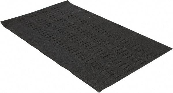 Wearwell - 5' Long x 3' Wide, Dry/Wet Environment, Anti-Fatigue Matting - Black, Vinyl Base, Beveled on 4 Sides - Industrial Tool & Supply
