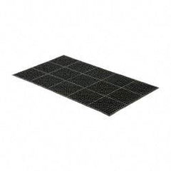Wearwell - 5' Long x 3' Wide, Dry/Wet Environment, Anti-Fatigue Matting - Black, Natural Rubber with Rubber Base, Beveled on 4 Sides - Industrial Tool & Supply