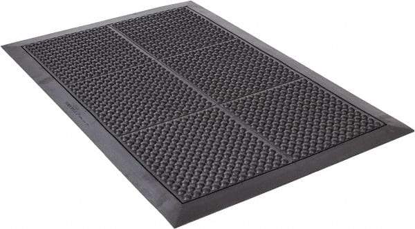 Wearwell - 3' Long x 2' Wide, Dry Environment, Anti-Fatigue Matting - Black, Natural Rubber with Rubber Base, Beveled on 4 Sides - Industrial Tool & Supply