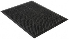 Wearwell - 4' Long x 3' Wide, Dry Environment, Anti-Fatigue Matting - Black, Natural Rubber with Rubber Base, Beveled on 4 Sides - Industrial Tool & Supply