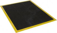 Wearwell - 4' Long x 3' Wide, Dry Environment, Anti-Fatigue Matting - Black with Yellow Borders, Natural Rubber with Rubber Base, Beveled on 4 Sides - Industrial Tool & Supply
