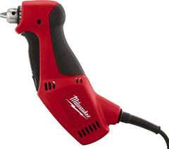 Milwaukee Tool - 3/8" Keyed Chuck, 1,300 RPM, Angled Handle Electric Drill - 3.5 Amps, 120 Volts, Reversible, Includes Chuck Key with Holder - Industrial Tool & Supply