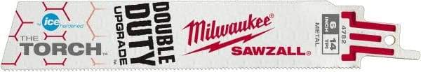 Milwaukee Tool - 6" Long x 1" Thick, Bi-Metal Reciprocating Saw Blade - Straight Profile, 14 TPI, Toothed Edge, Universal Shank - Industrial Tool & Supply