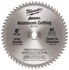 Milwaukee Tool - 8" Diam, 5/8" Arbor Hole Diam, 60 Tooth Wet & Dry Cut Saw Blade - Carbide-Tipped, Burr-Free & Smooth Action, Standard Round Arbor - Industrial Tool & Supply