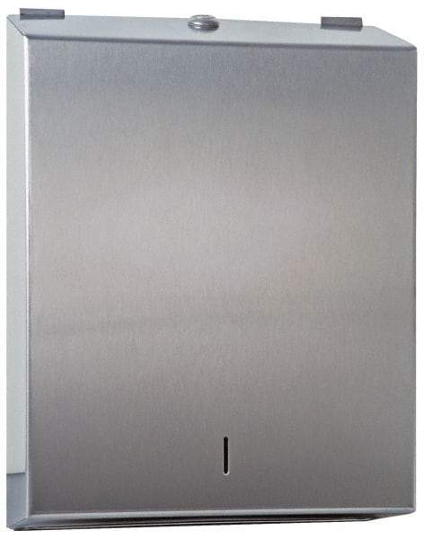 Made in USA - Manual, Stainless Steel Paper Towel Dispenser - 14-1/2" High x 11" Wide x 4" Deep, 2 Sleeves, Silver - Industrial Tool & Supply