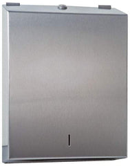 Made in USA - Manual, Stainless Steel Paper Towel Dispenser - 14-1/2" High x 11" Wide x 4" Deep, 2 Sleeves, Silver - Industrial Tool & Supply