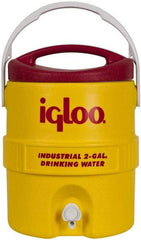 Igloo - 2 Gal Beverage Cooler - Plastic, Yellow/Red - Industrial Tool & Supply