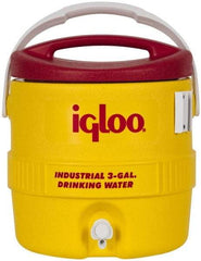 Igloo - 3 Gal Beverage Cooler - Plastic, Yellow/Red - Industrial Tool & Supply