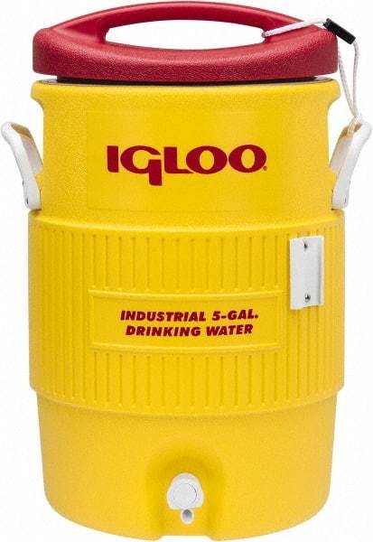 Igloo - 5 Gal Beverage Cooler - Plastic, Yellow/Red - Industrial Tool & Supply
