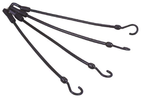 The Perfect Bungee - Stretch-n-Flex Web Tie Down with Molded in Hook & Safety Clasp - 18" OAL, Red - Industrial Tool & Supply