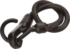 The Perfect Bungee - Stretch-n-Flex Web Tie Down with Molded in Hook & Safety Clasp - 18" OAL, Black - Industrial Tool & Supply