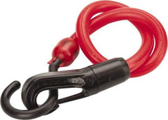 The Perfect Bungee - Stretch-n-Flex Web Tie Down with Molded in Hook & Safety Clasp - 18" OAL, Red - Industrial Tool & Supply