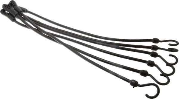 The Perfect Bungee - Stretch-n-Flex Web Tie Down with Molded in Hook & Safety Clasp - 24" OAL, Black - Industrial Tool & Supply
