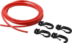 Polyflex - 10' Long x 1/4" Diam, Red Tie Down Rope Kit - With 4 Hooks - Industrial Tool & Supply
