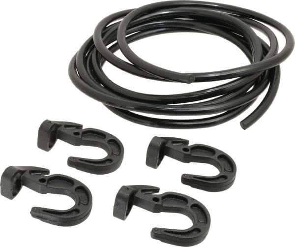 Polyflex - 10' Long x 5/16" Diam, Black Tie Down Rope Kit - With 4 Hooks - Industrial Tool & Supply