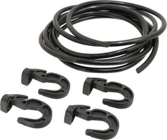 Polyflex - 10' Long x 5/16" Diam, Black Tie Down Rope Kit - With 4 Hooks - Industrial Tool & Supply