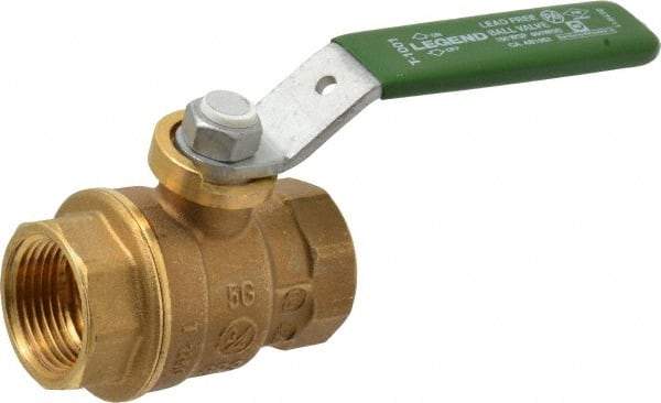 Legend Valve - 3/4" Pipe, Full Port, Brass Full Port Ball Valve - Bi-Directional, FNPT x FNPT Ends, Quarter Turn Handle, 600 WOG, 150 WSP - Industrial Tool & Supply
