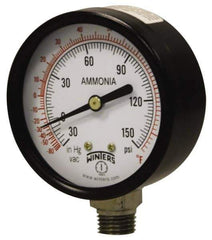 Winters - 4" Dial, 1/4 Thread, 30-0-300 Scale Range, Pressure Gauge - Lower Connection Mount, Accurate to 3-2-3% of Scale - Industrial Tool & Supply