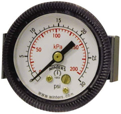 Winters - 2" Dial, 1/8 Thread, 0-200 Scale Range, Pressure Gauge - U-Clamp Panel Mount, Center Back Connection Mount, Accurate to 2.5% of Scale - Industrial Tool & Supply