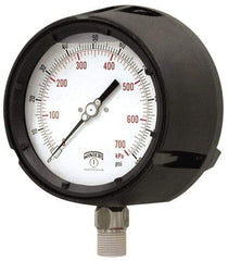 Winters - 4-1/2" Dial, 1/2 Thread, 0-400 Scale Range, Pressure Gauge - Lower Connection Mount, Accurate to 0.5% of Scale - Industrial Tool & Supply