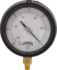 Winters - 4-1/2" Dial, 1/4 Thread, 30-0 Scale Range, Pressure Gauge - Lower Connection Mount, Accurate to 0.5% of Scale - Industrial Tool & Supply