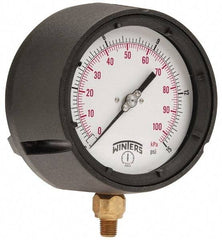 Winters - 4-1/2" Dial, 1/4 Thread, 0-15 Scale Range, Pressure Gauge - Lower Connection Mount, Accurate to 0.5% of Scale - Industrial Tool & Supply