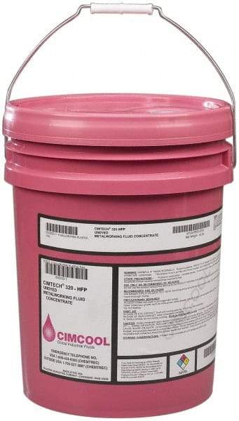 Cimcool - Cimtech 320-HFP, 5 Gal Pail Cutting & Grinding Fluid - Synthetic, For Boring, Drilling, Milling, Reaming, Tapping, Turning - Industrial Tool & Supply