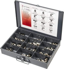 Value Collection - 36 Piece, Push to Connect Fitting Kit - Mixed Universal Threads, 12mm Tube - Industrial Tool & Supply