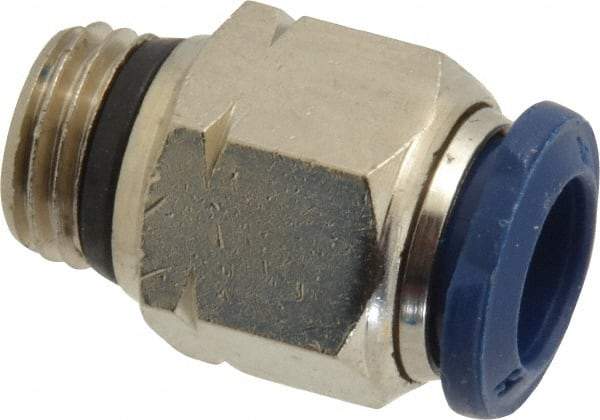 Value Collection - 3/8" Outside Diam, 1/4 Universal, Nickel Plated Brass Push-to-Connect Tube Male Connector - 250 Max psi, Tube to Universal Thread Connection, Buna O-Ring - Industrial Tool & Supply