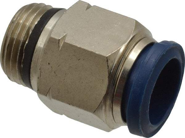 Value Collection - 1/2" Outside Diam, 3/8 Universal, Nickel Plated Brass Push-to-Connect Tube Male Connector - 250 Max psi, Tube to Universal Thread Connection, Buna O-Ring - Industrial Tool & Supply
