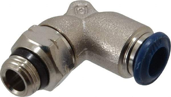 Value Collection - 1/4" Outside Diam, 1/8 Universal, Nickel Plated Brass Push-to-Connect Tube Male Swivel Elbow - 250 Max psi, Tube to Universal Thread Connection, Buna O-Ring - Industrial Tool & Supply