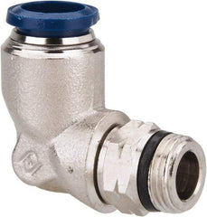 Value Collection - 1/2" Outside Diam, 3/8 Universal, Nickel Plated Brass Push-to-Connect Tube Male Swivel Elbow - 250 Max psi, Tube to Universal Thread Connection, Buna O-Ring - Industrial Tool & Supply