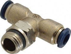 Value Collection - 1/4" Outside Diam, 1/4 Universal, Nickel Plated Brass Push-to-Connect Tube Male Swivel Branch Tee - 250 Max psi, Tube to Universal Thread Connection, Buna O-Ring - Industrial Tool & Supply