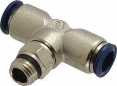 Value Collection - 3/8" Outside Diam, 1/4 Universal, Nickel Plated Brass Push-to-Connect Tube Male Swivel Branch Tee - 250 Max psi, Tube to Universal Thread Connection, Buna O-Ring - Industrial Tool & Supply