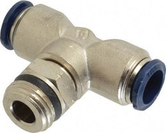 Value Collection - 1/2" Outside Diam, 1/2 Universal, Nickel Plated Brass Push-to-Connect Tube Male Swivel Branch Tee - 250 Max psi, Tube to Universal Thread Connection, Buna O-Ring - Industrial Tool & Supply