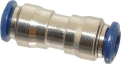 Value Collection - 1/4" Outside Diam, Nickel Plated Brass Push-to-Connect Tube Union - 250 Max psi, Tube to Tube Connection, Buna O-Ring - Industrial Tool & Supply
