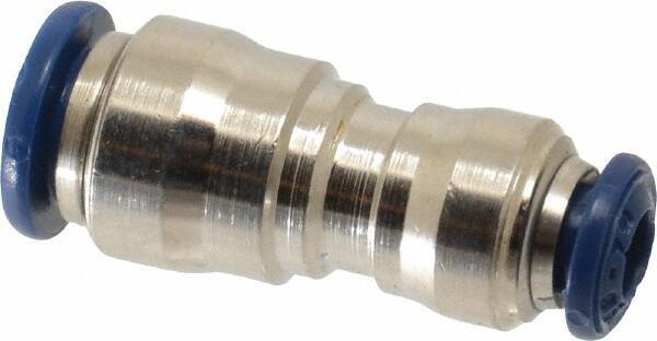Value Collection - 1/4 x 5/32" Outside Diam, Nickel Plated Brass Push-to-Connect Tube Union - 250 Max psi, Tube to Tube Connection, Buna O-Ring - Industrial Tool & Supply