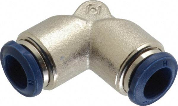Value Collection - 3/8" Outside Diam, Nickel Plated Brass Push-to-Connect Tube Union Elbow - 250 Max psi, Tube to Tube Connection, Buna O-Ring - Industrial Tool & Supply