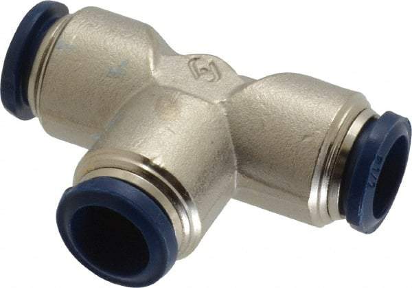 Value Collection - 1/2" Outside Diam, Nickel Plated Brass Push-to-Connect Tube Union Tee - 250 Max psi, Tube to Tube Connection, Buna O-Ring - Industrial Tool & Supply