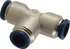 Value Collection - 1/2" Outside Diam, Nickel Plated Brass Push-to-Connect Tube Union Tee - 250 Max psi, Tube to Tube Connection, Buna O-Ring - Industrial Tool & Supply