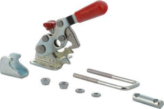 De-Sta-Co - 360 Lb Capacity, Horizontal, U Hook, Flanged Base, Carbon Steel Pull Action Latch Clamp - 1.17" Drawing Movement, 4-1/4" OAL, Threaded U Hook, Straight Handle - Industrial Tool & Supply