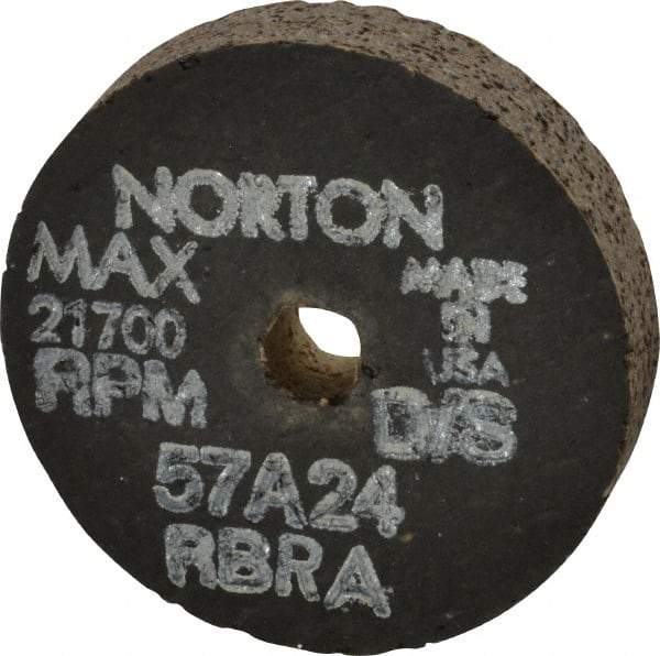 Norton - 2-1/2" Diam x 3/8" Hole x 1/2" Thick, R Hardness, 24 Grit Surface Grinding Wheel - Aluminum Oxide, Type 1, Very Coarse Grade, 21,700 Max RPM, No Recess - Industrial Tool & Supply