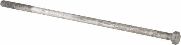 Value Collection - 1-8 Thread, 28" Length Under Head, Steel Hex Head Bolt - Hot Dipped Galvanized Coated, UNC Thread, ASTM A307, Grade 2 - Industrial Tool & Supply
