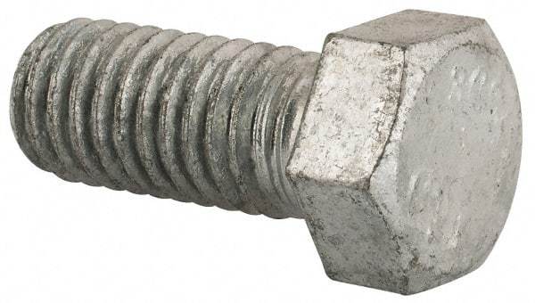 Value Collection - 7/16-14 Thread, 1" Length Under Head, Steel Hex Head Bolt - Hot Dipped Galvanized Coated, UNC Thread, ASTM A307, Grade 2 - Industrial Tool & Supply