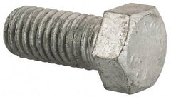 Value Collection - 7/16-14 Thread, 1" Length Under Head, Steel Hex Head Bolt - Hot Dipped Galvanized Coated, UNC Thread, ASTM A307, Grade 2 - Industrial Tool & Supply