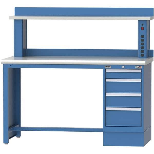 LISTA - 72 Wide x 30" Deep x 51-1/4" High, Plastic Laminate Workstation - Fixed Legs, Classic Blue - Industrial Tool & Supply