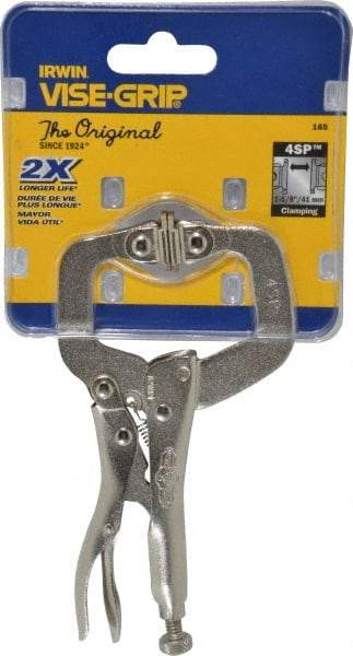 Irwin - 4" OAL C-Clamp Locking Pliers - 1-1/4" Jaw Depth, 1-5/8" Jaw Opening - Industrial Tool & Supply